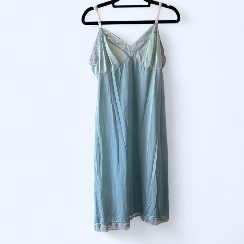 Vintage Teal Chemise with Lace Accents